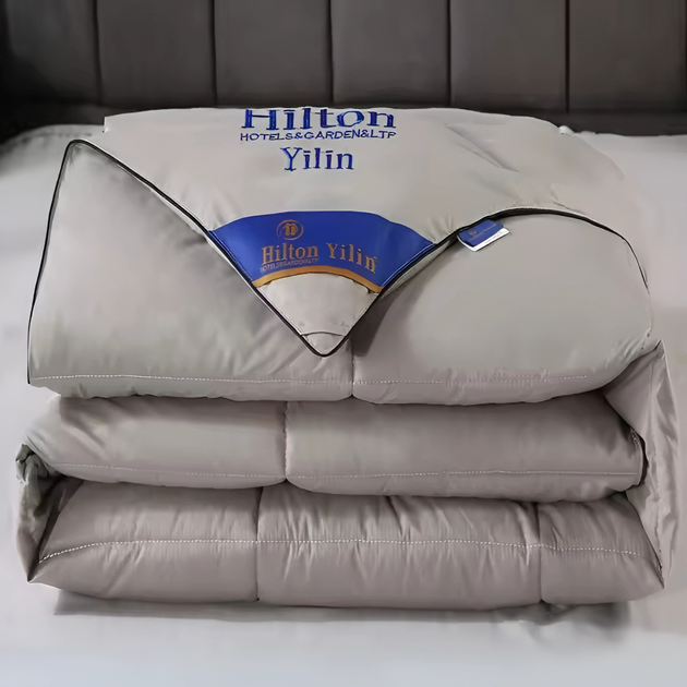 Одеяло односпальное серое Hilton 150×200 см.Гостиничное качество для дома отелей и гостиниц 3 кг,силиконовый наполнитель odeyalo_grey_150x200_3kg - изображение 3