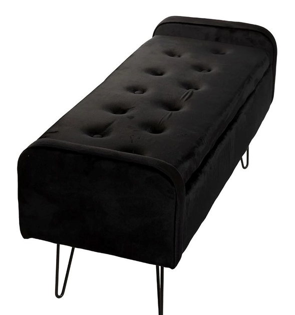 Ławka Homla VENLO welurowa 100 x 39 x 45 cm czarna (5904183820811) - obraz 2