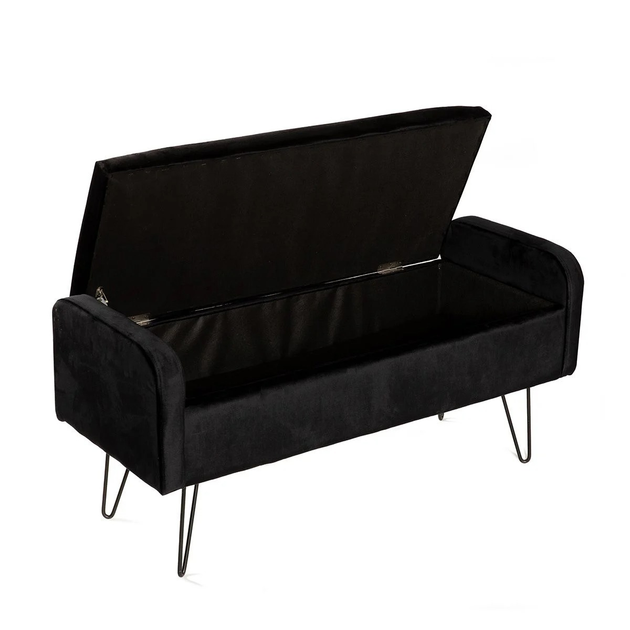 Банкетка Homla VENLO велюрова 100 x 39 x 45 см чорна (5904183820811) - зображення 3