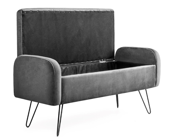 Банкетка Homla VENLO велюрова 100 x 39 x 45 см сіра (5902869944585) - зображення 2