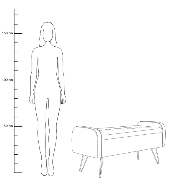 Банкетка Homla VENLO велюрова 100 x 39 x 45 см сіра (5902869944585) - зображення 5