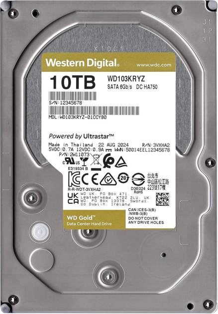 Dysk twardy Western Digital Gold Enterprise 10TB 7200rmp 512MB WD103KRYZ 3.5" SATA III - obraz 3