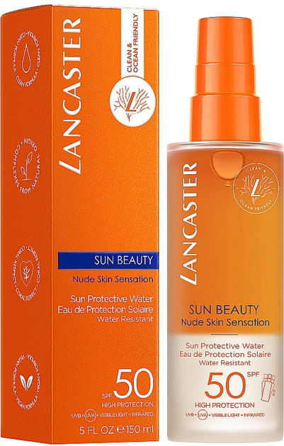 Spray przeciwsłoneczny Lancaster Protector Solar Sun Beauty Protective Water SPF50 150 ml (3666057288210) - obraz 2