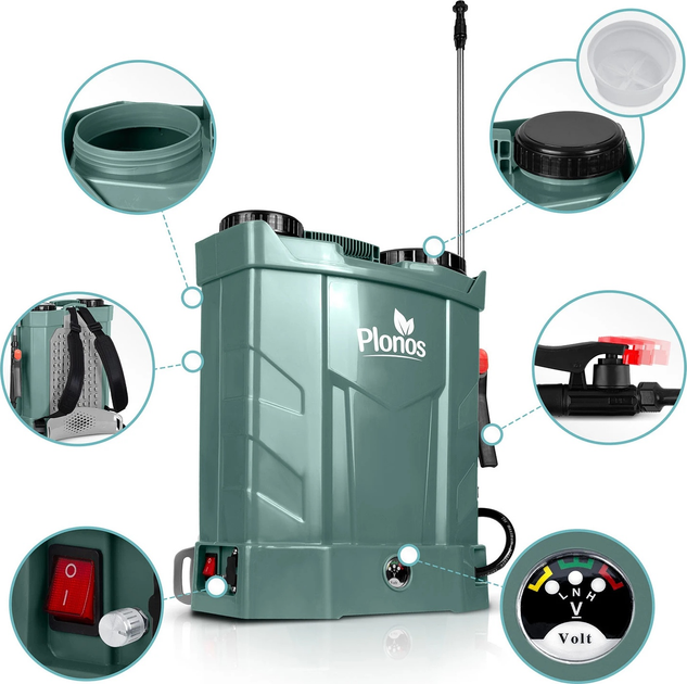 Обприскувач акумуляторний Plonos PL-602 Green (5903890626723) - зображення 3