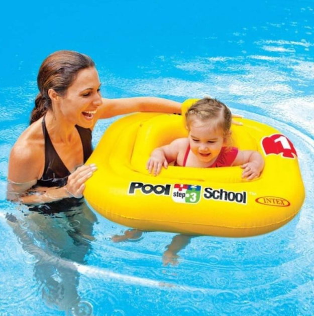 Надувний пліт дитячий від 1 до 2 років Pool School Intex 79x79см помаранчевий (IND-56587) - зображення 4