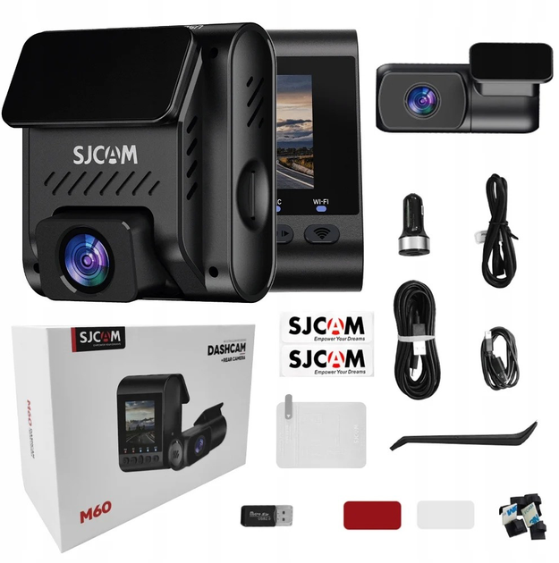 Відеореєстратор SJCAM Dashcam M60 + камера заднього виду, WIFI, GPS, 4K, HDR (6972476162954) - зображення 6