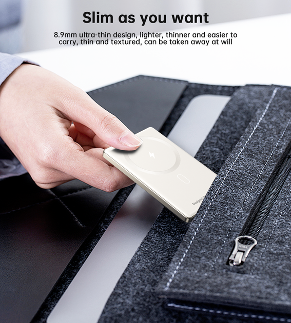 Додаткова зовнішня батарея Choetech PD 20W 5000 mAh Ultra-Thin Magnetic Power Bank White (B738-WT) - зображення 5