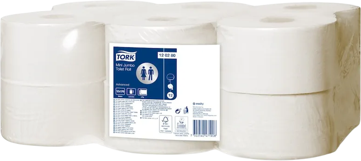 Набір туалетного паперу Tork Mini Jumbo двошаровий 12 шт (ZES7322540471908) - зображення 1