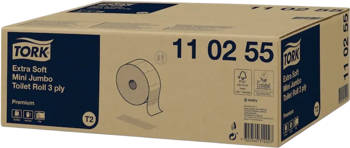 Набір туалетного паперу Tork Mini Jumbo тришаровий 12 шт (ZES7322540312027) - зображення 3
