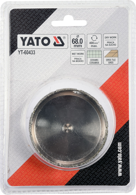 Свердло корончасте алмазне для керамограніту та кераміки YATO 68 мм (YT-60433) - зображення 3