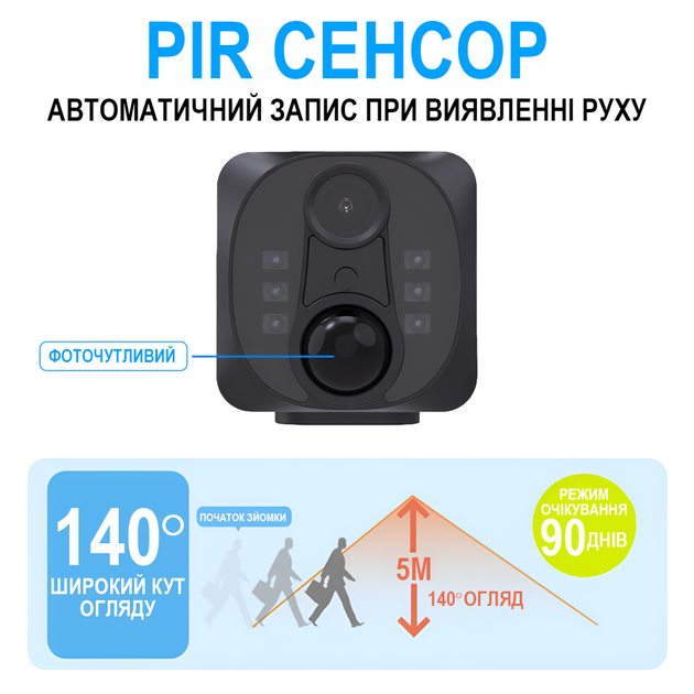 Мини Wi-Fi камера видеонаблюдения Digital Lion WD-22 с PIR-датчиком движения, до 90 дней автономной работы, 1080P - изображение 3