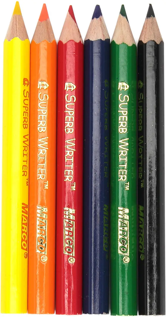 Карандаши цветные 6 цветов 4100Н-6СВ, міні, "Superb writer " Marco - изображение 2