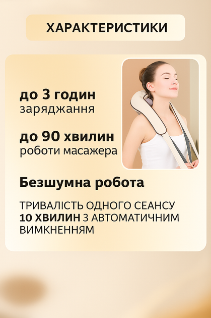 Электрический массажер для шеи спины тела электромассажер беспроводной с инфракрасным подогревом (фіолетовий) - изображение 7