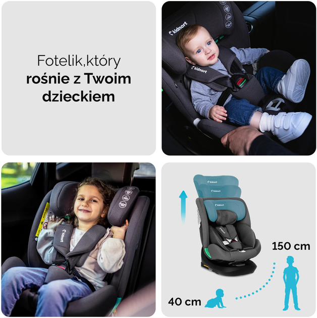 Fotelik samochodowy Kidnort Radjur DK-080437 40-150 cm czarny (5902983624844) - obraz 8