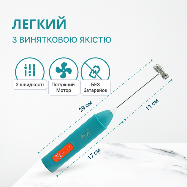 Электрический вспениватель молока ViO K01 бирюзовый - изображение 5