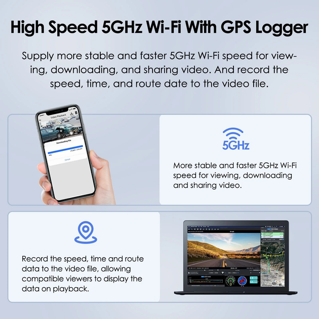 Відеореєстратор VIOFO A139 / 2К / 170° / GPS / Wi-Fi / Додаткові камери / Суперконденсатор / Чорний Б/В - зображення 5