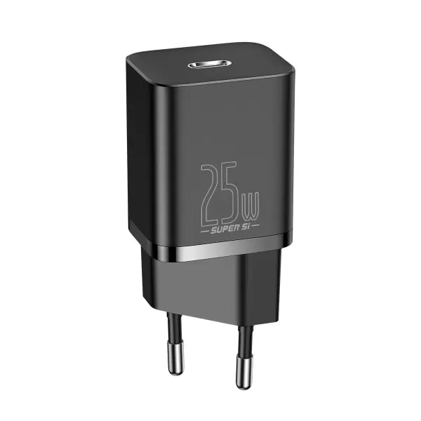 Сетевое зарядное устройство 25W Baseus Super Si Quick Charger Быстрая зарядка 1C QC3.0+PD3.0 Type-C 3A + кабель Baseus Type-C to Type-C 3A 1м TZCCSUP-L01 Black - изображение 4