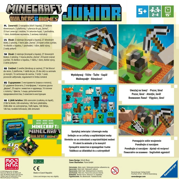 Gra planszowa Ravensburger Minecraft Junior Builders & Biomes Gra strategiczna (wydanie polskie) 246885 (4005556246885) - obraz 6