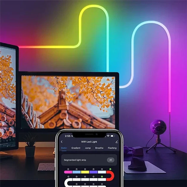 Світлодіодна неонова USB стрічка з керуванням від телефону SFK-11 Bluetooth RGB 5м - зображення 3