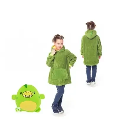 Детский плед худи с рукавами и капюшоном Huggle Pets Hoodie RD-07 Зеленый 130-152 см - изображение 2