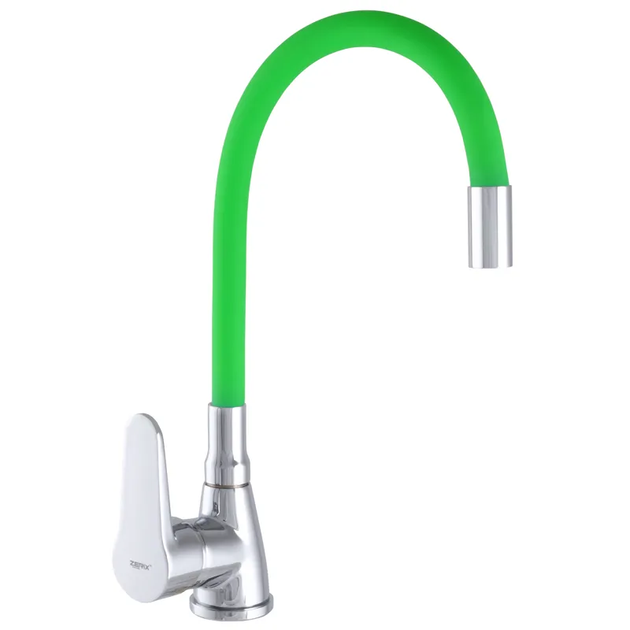 Смеситель для кухни ZERIX SOP7 146 с зеленым гибким изливом (ZX2656) - Фото 1 Смеситель для кухни ZERIX SOP7 146 с зеленым гибким изливом (ZX2656) - изображение 1
