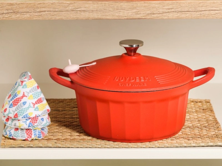 Garnek do gotowania gęsi Buydeem żeliwny emaliowany Koi Red 2.9 l (6950386619232) - obraz 5