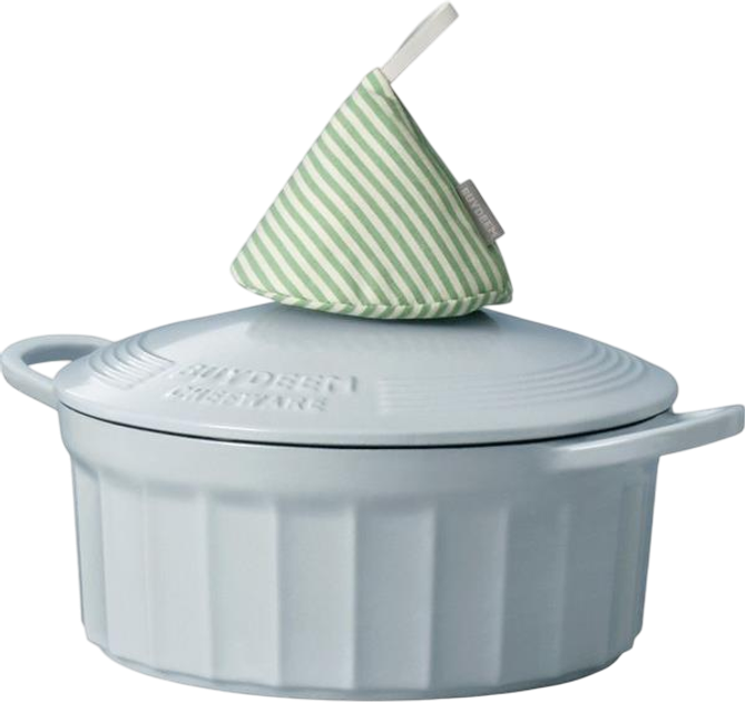 Garnek do gotowania gęsi Buydeem żeliwny emaliowany White Blue 2.9 l (6950386606768) - obraz 3