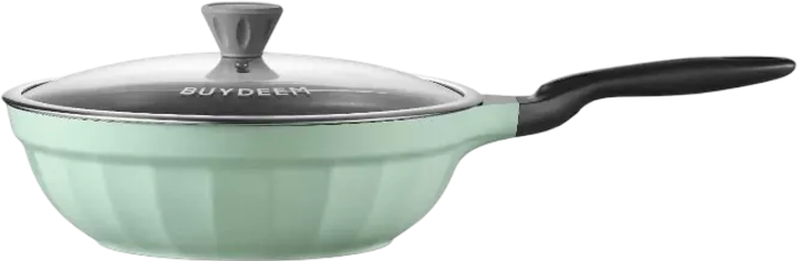 Patelnia Buydeem aluminiowa z szklaną pokrywką Cozy Greenish 30 cm (6950386617252) - obraz 1