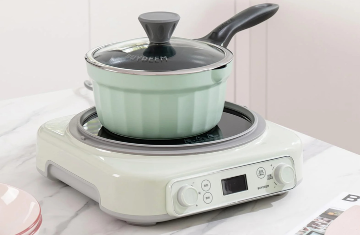 Ківш Buydeem емальований зі скляною кришкою Cozy Greenish 1.8 л (6950386615524) - зображення 5