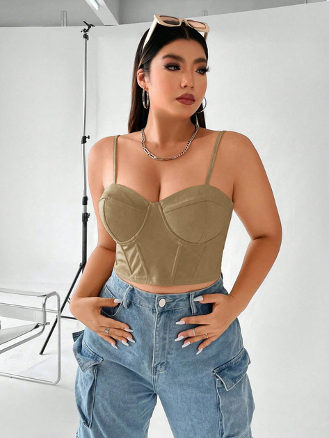 Акція на Топ жіночий SHEIN GD-00139358 3XL Світло-бежевий від Rozetka