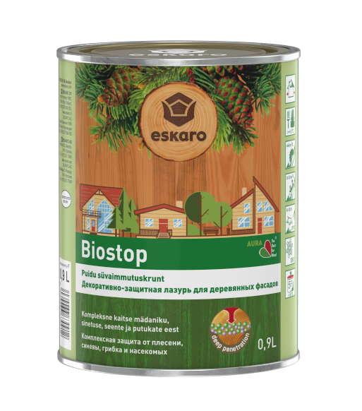 Грунт-антисептик для дерева Aura Biostop алкідний 0.9 л - Фото 1 Грунт-антисептик для дерева Aura Biostop алкідний 0.9 л - зображення 1