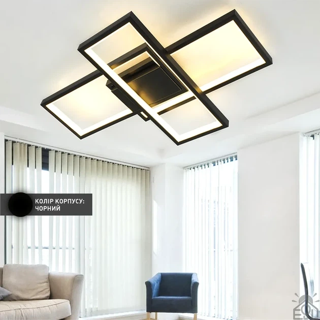 Смарт люстра Esllse SVEN 70W 3S SMART LED APP чорна 7000Лм 550х360х75мм світлодіодна з пультом і додатком для смартфону - зображення 8