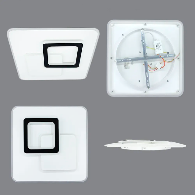 Керована світлодіодна LED люстра Esllse UNIVERSE 85W S ON/OFF "три квадрати" 450х450х51мм біла + чорна 5600Lm - Фото 6 Керована світлодіодна LED люстра Esllse UNIVERSE 85W S ON/OFF "три квадрати" 450х450х51мм біла + чорна 5600Lm - зображення 6