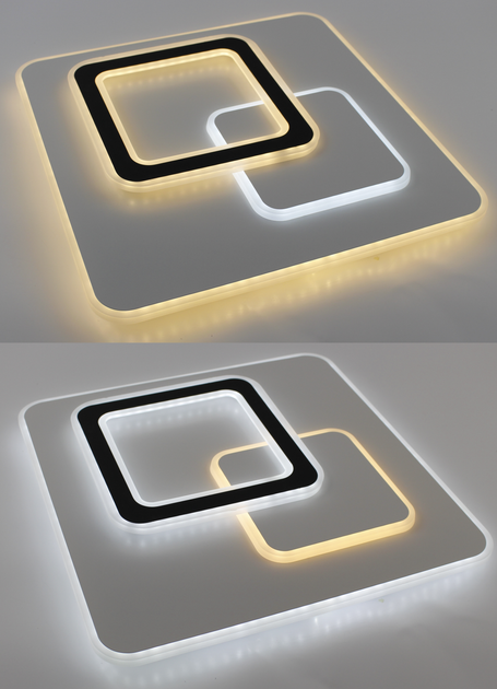 Керована світлодіодна LED люстра Esllse UNIVERSE 85W S ON/OFF "три квадрати" 450х450х51мм біла + чорна 5600Lm - Фото 8 Керована світлодіодна LED люстра Esllse UNIVERSE 85W S ON/OFF "три квадрати" 450х450х51мм біла + чорна 5600Lm - зображення 8