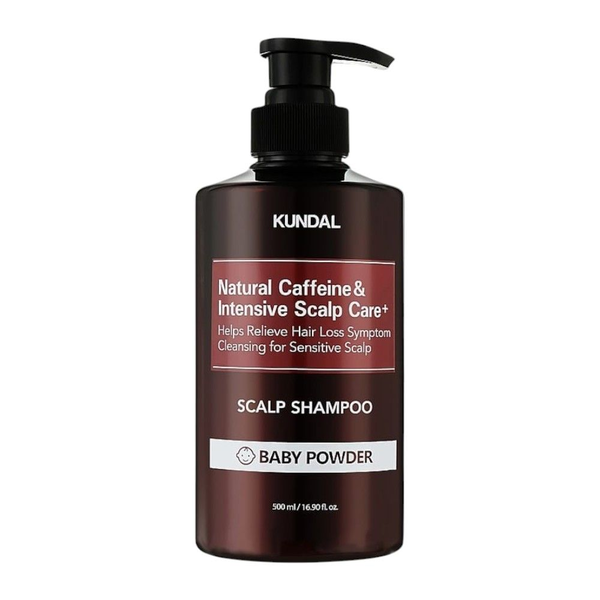 Безсульфатний шампунь KUNDAL Natural Caffeine Intensive Scalp Care Shampoo Baby Powder проти випадіння з кофеїном "Дитяча присипка" 500 мл - Фото 1 Безсульфатний шампунь KUNDAL Natural Caffeine Intensive Scalp Care Shampoo Baby Powder проти випадіння з кофеїном "Дитяча присипка" 500 мл - зображення 1