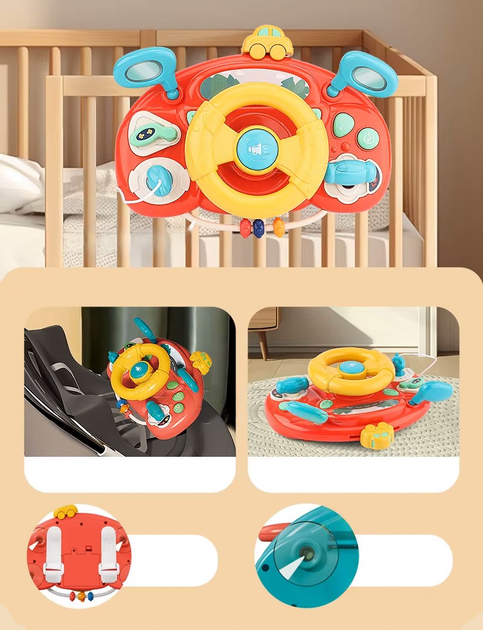 Интерактивная игрушка Музыкальный Руль WToys Украинское озвучивание Розовый - Фото 2 Интерактивная игрушка Музыкальный Руль WToys Украинское озвучивание Розовый - изображение 2
