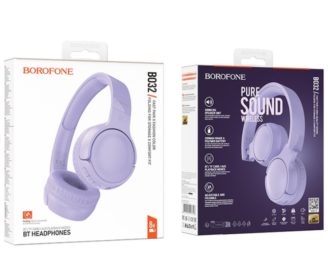 Бездротові навушники Borofone BO32 purple - Фото 3 Бездротові навушники Borofone BO32 purple - зображення 3