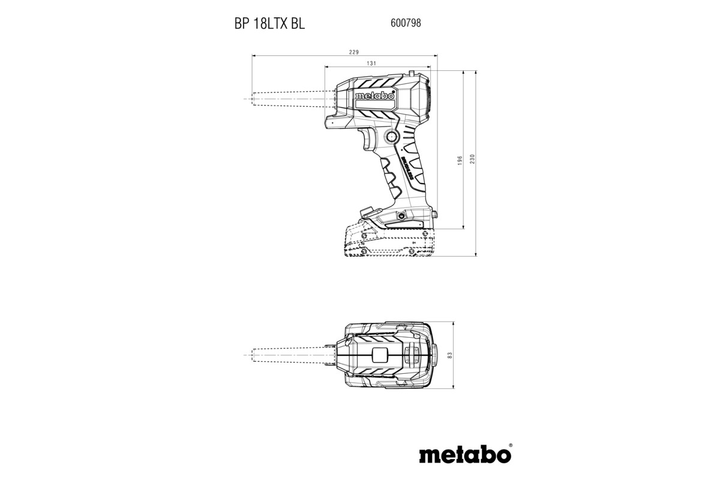 Профессиональный аккумуляторный продувочный пистолет Metabo BP 18 LTX BL: без АКБ (600798850) - Фото 7 Профессиональный аккумуляторный продувочный пистолет Metabo BP 18 LTX BL: без АКБ (600798850) - изображение 7