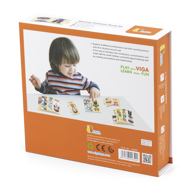 Zestaw - łamigłówka z puzzli drewnianych Viga Dopasowanie zawodów 44650 (6971608446504) - obraz 8
