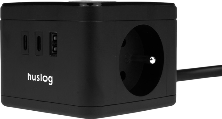 Przedłużacz Huslog HUS1001 Cube Extension Cord with LED Black (OWN000063) - obraz 2