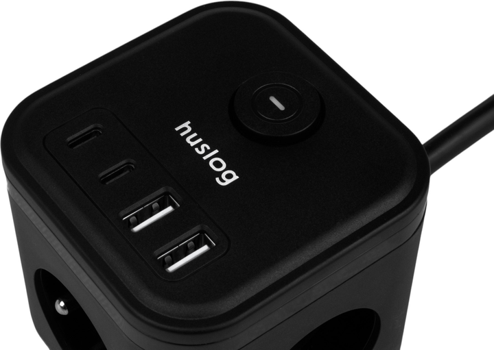 Подовжувач Huslog HUS1003 Cube Extension Cord with USB Black (OWN000066) - зображення 12