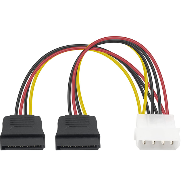 Кабель - делитель питания Molex - 2*Sata переходник адаптер 15см - Фото 1 Кабель - делитель питания Molex - 2*Sata переходник адаптер 15см - изображение 1
