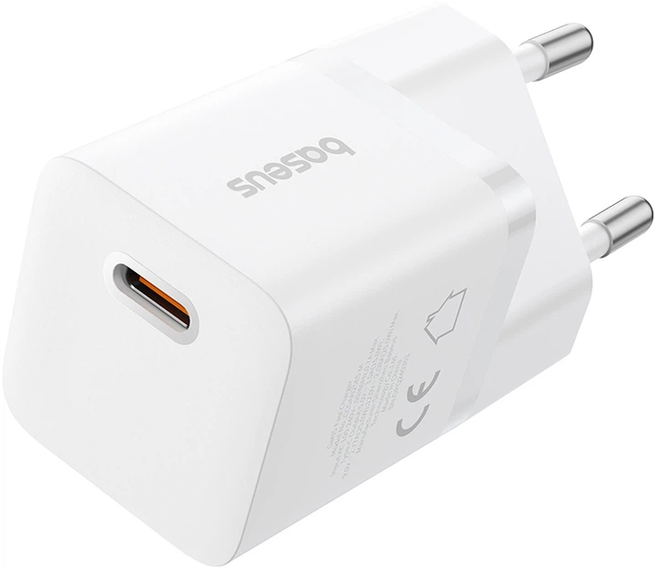 Ładowarka sieciowa Baseus GaN5 Fast Charger 1C 25W EU + Data Cable Type-C to Typ-C 100W Moon White (P10110909213-01) - obraz 5