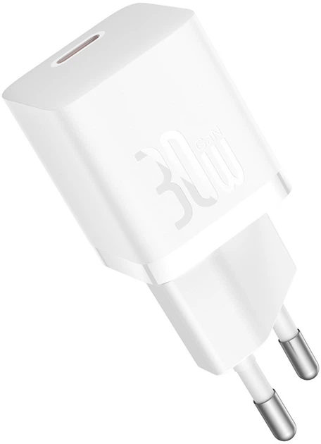 Зарядний пристрій Baseus GaN5 Fast Charger 1C 30W EU + Data Cable Type-C to Typ-C 100W Moon White (P10110902213-00) - зображення 4