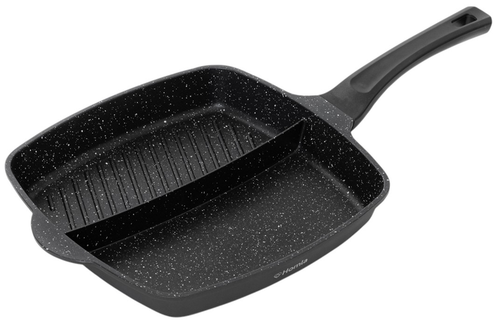 Patelnia grillowa Homla Lucaso z przegródką Czarna 28 cm (5904183845906) - obraz 1