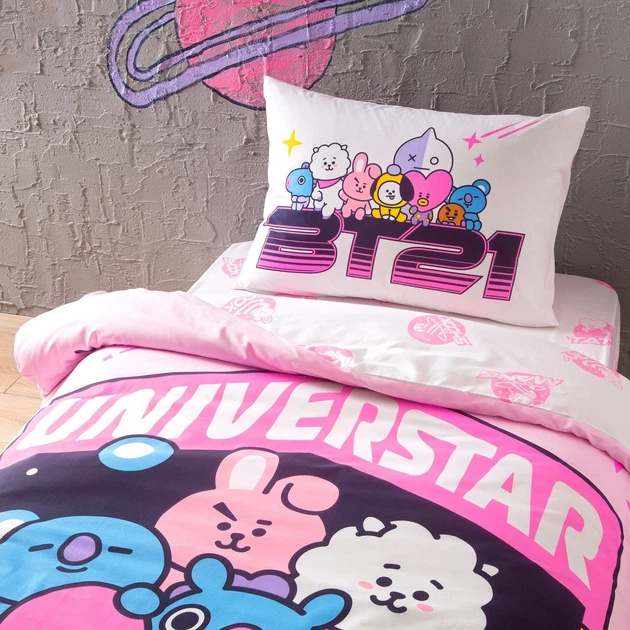 Підлітковий комплект Disney TAC Brawl Stars BT 21 Universtar Ранфорс / простирадло на гумці - Фото 5 Підлітковий комплект Disney TAC Brawl Stars BT 21 Universtar Ранфорс / простирадло на гумці - зображення 5