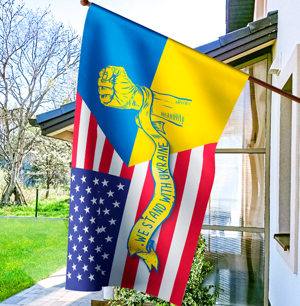 Прапор України - США Postcardua Stand With Ukraine CUS-2 - Фото 2 Прапор України - США Postcardua Stand With Ukraine CUS-2 - изображение 2