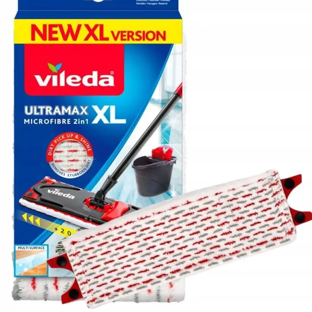 Сменная насадка для швабры Vileda Ultramax XL, Ultramax Turbo XL 42х14 см микрофибра (160933) - Фото 4 Сменная насадка для швабры Vileda Ultramax XL, Ultramax Turbo XL 42х14 см микрофибра (160933) - изображение 4