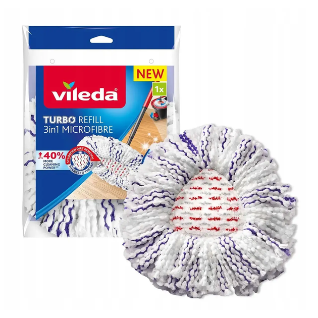 Змінна насадка для швабри Vileda Turbo 3 in 1 Microfibre мікрофібра, трикутна форма, 38 см (167749) - зображення 2