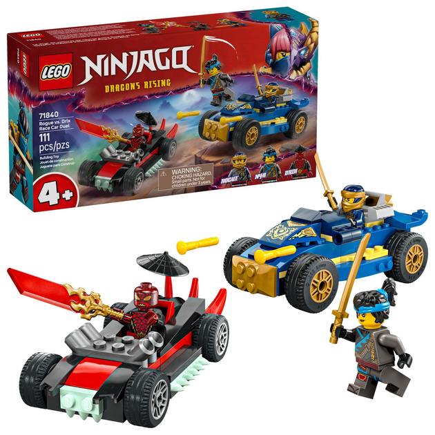 Klocki konstrukcyjne LEGO Ninjago Pojedynek wyścigowy Rogue kontra Drix 111 elementów (71840) - obraz 2